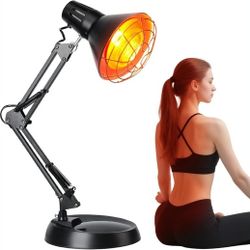 Infrared Heat Lamp with Timer, Red Light Therapy for Body Muscle Joint Pain Relief, 150W Near Infrared Bulb with Sturdy Adjustable Base
