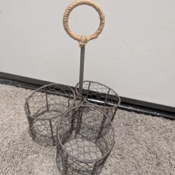 Vintage Wire basket bottle carrier
