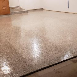 We paint garage and basement floors using industrial epoxy paint.
