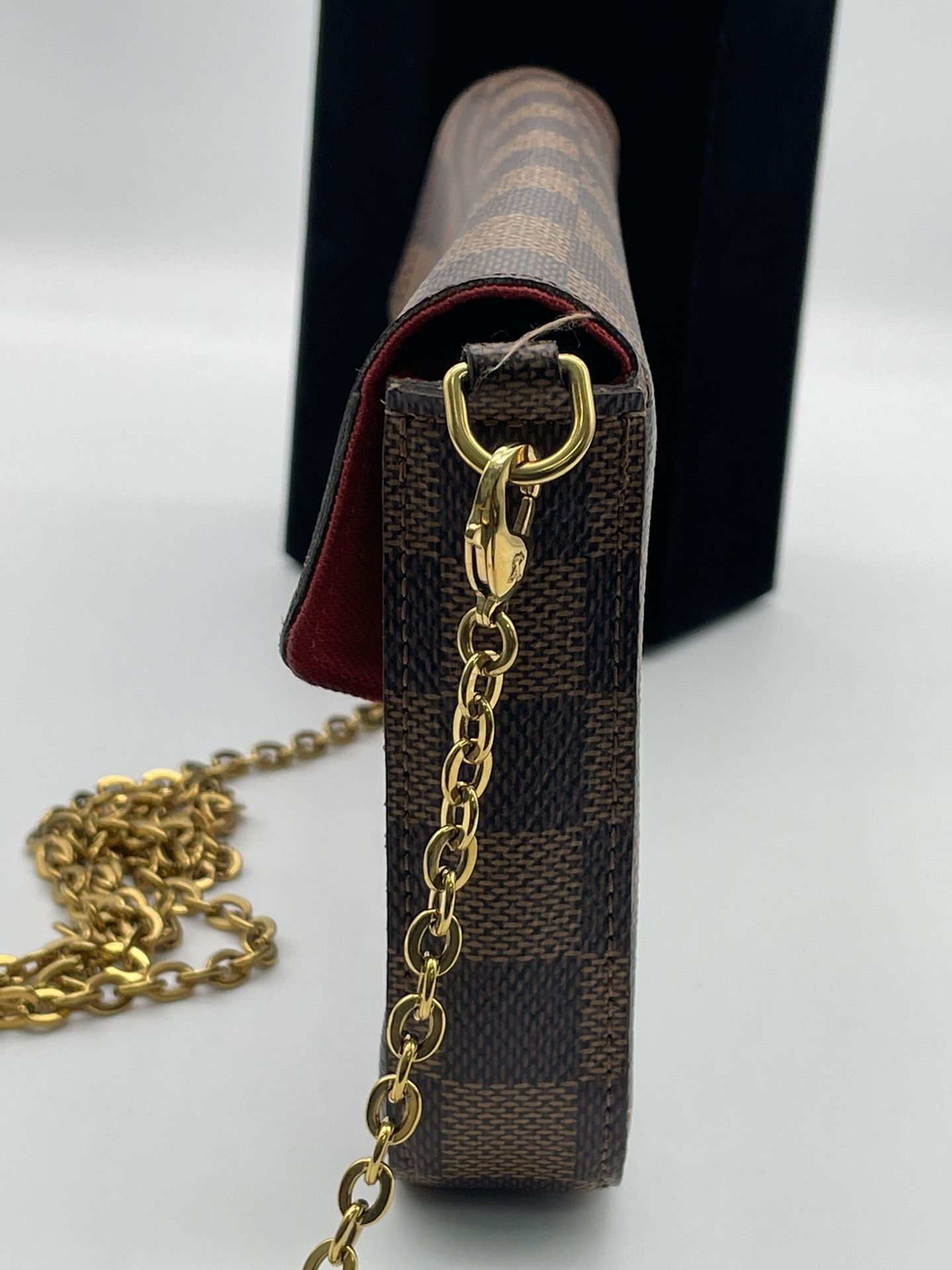 LOUIS VUITTON Monogram Pochette Felicie Chain Wallet Red