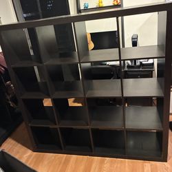 Black 16-Cube Room Divider / Bookshelf Storage Organizer