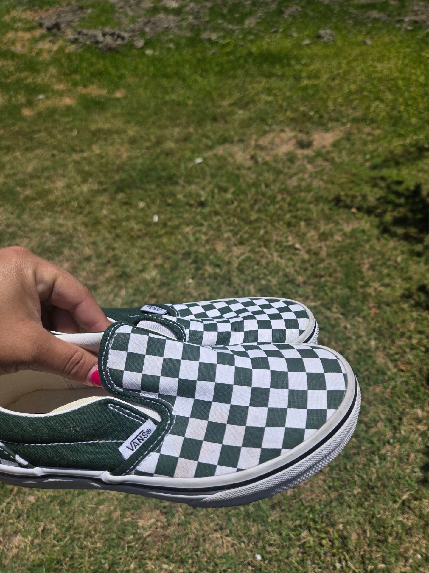 Boys and Girls Green Vans shoes