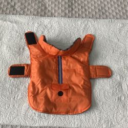 Dog Winter Orange Jacket, Fleece Lined, Size Small