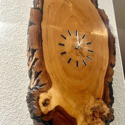Wall Clock Slab Of Wood 