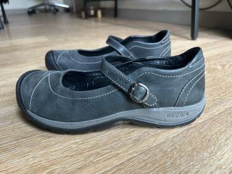 KEEN Presidio II Mary Jane Black Leather Comfort Flats travel work minimalist