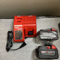 Milwaukee Two 5 hr XC Batteries With Charger Brand New