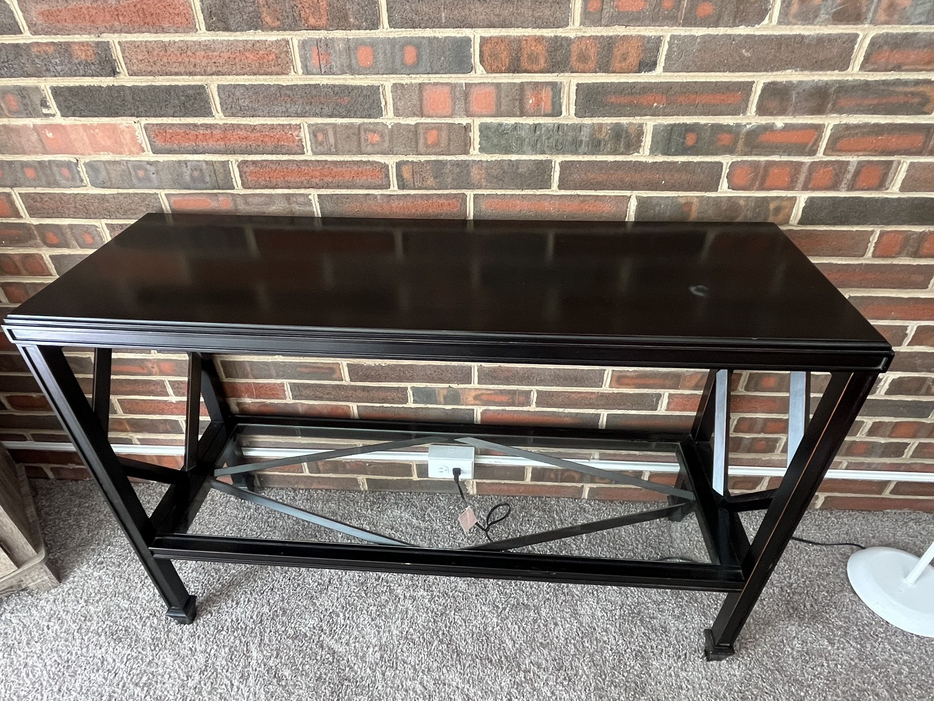 Black Console Table with Bottom Glass
