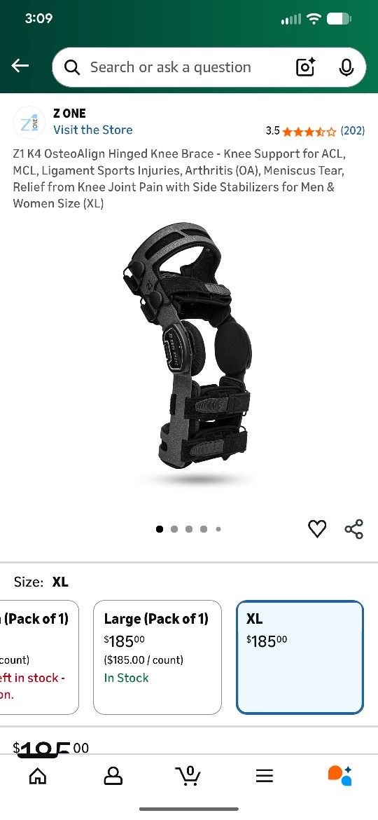 New OsteoAlign Hinged Knee Brace Support For ACL, MCL, Meniscus SZ XL