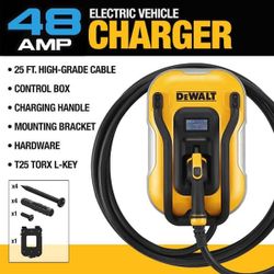 New-Level-2 Wall Mounted Electric Vehicle EV Charger up to 48 Amps, 240-Volt AC 11.5 Kw, 25 Ft. Cable, Weatherproof