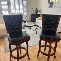 Two Leather Bar Chairs