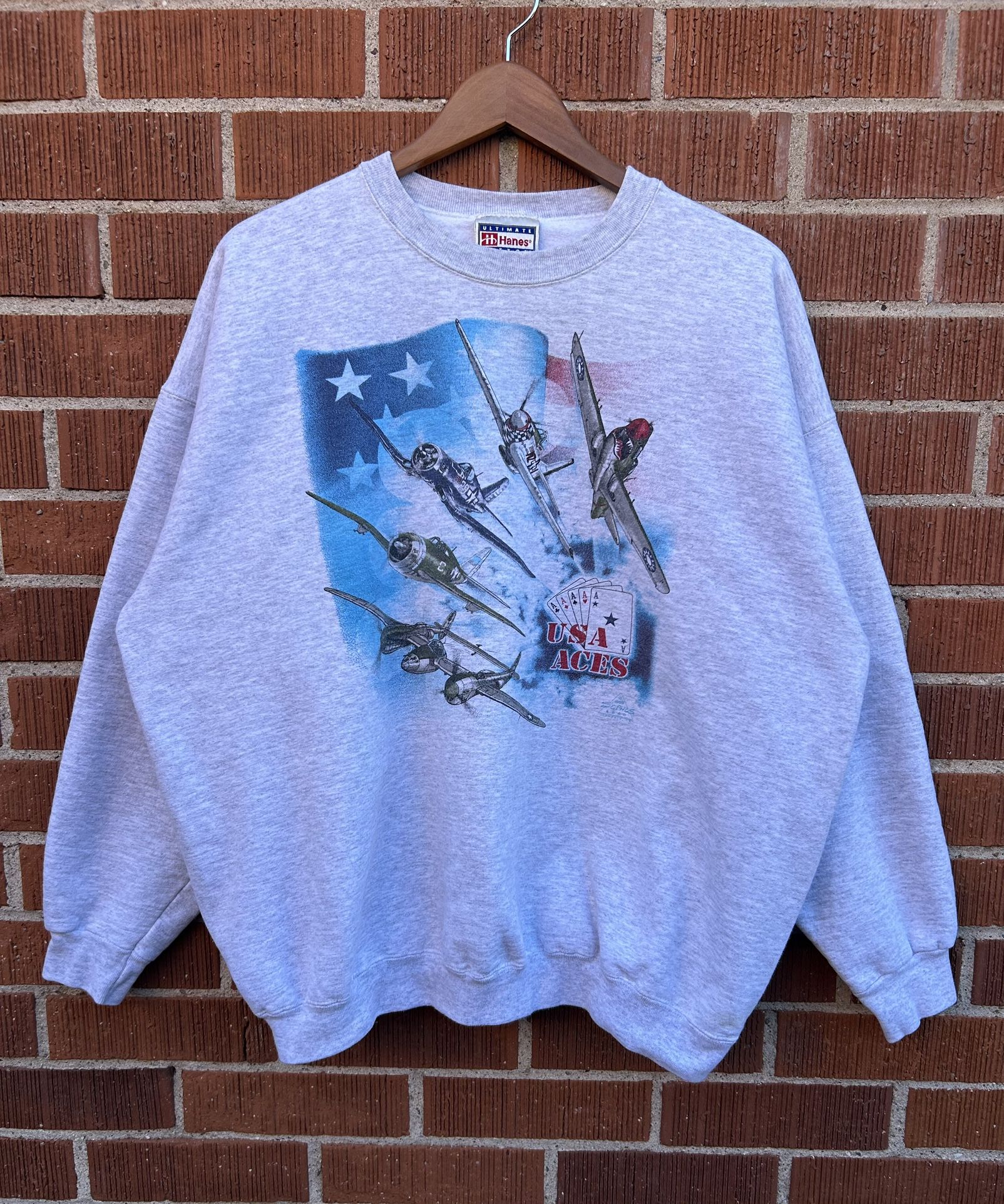 Vintage 1999 USA Aces Fighter Jet Crewneck Sweatshirt