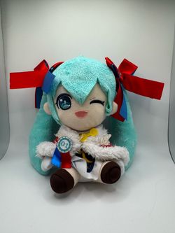 Official Hatsune Miku Christmas Santa Plush Red Blue Bow Vocaloid Anime Figure D