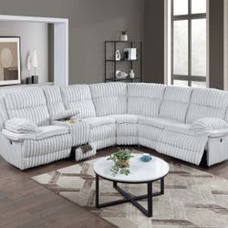 Brand New Elegant Super Plushy Reclining Sectional Set 