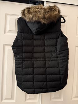 WOMENS XL NORTH FACE PUFFER VEST BLACK REMOVABLE FUR TRIM