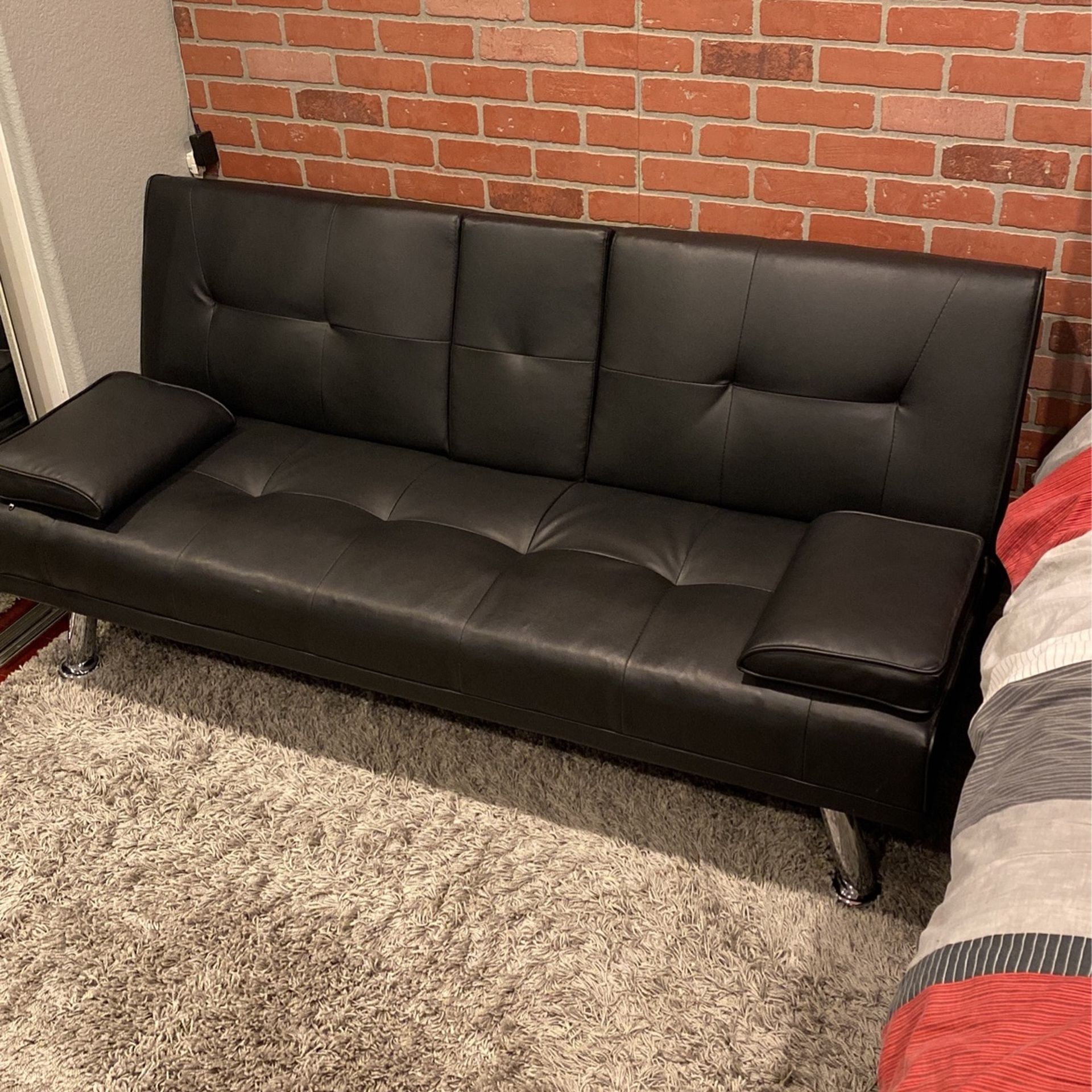 Leather Couch Convertible Loveseat Futon