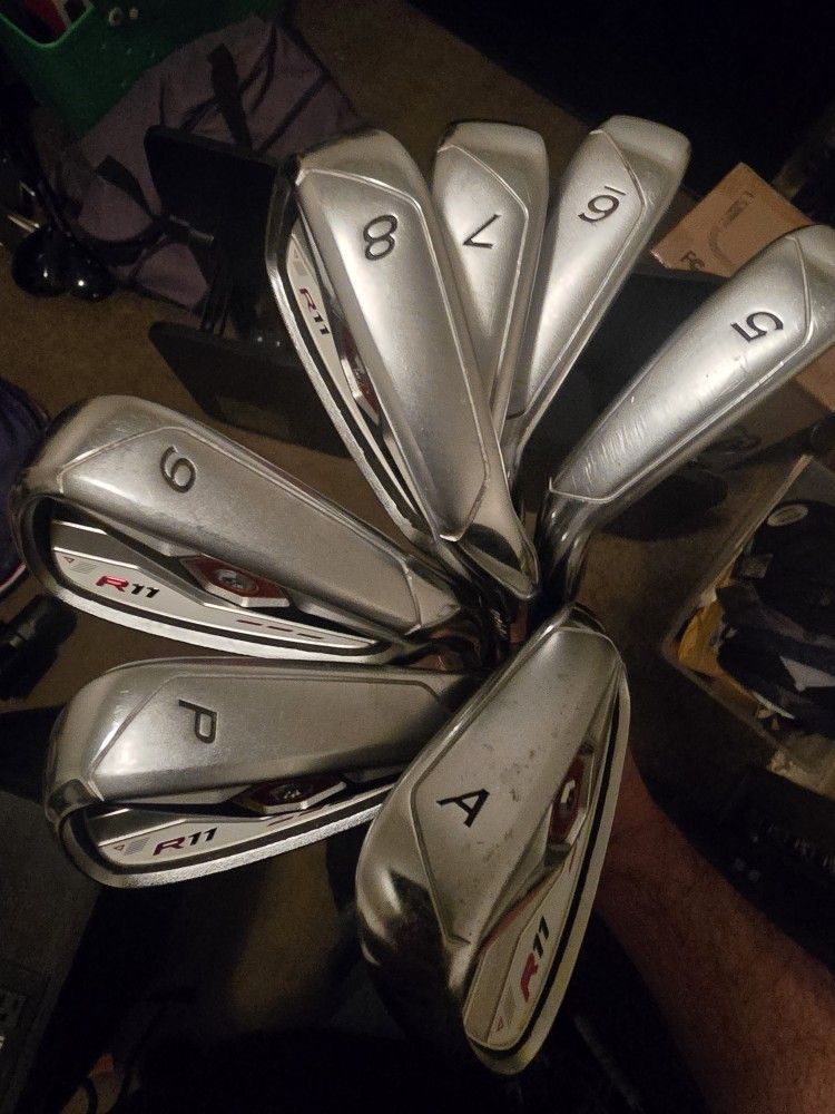 Minty Taylormade R11 Iron Sey With KBS Stiff Flex Shafts 4-P + Approach Wedge