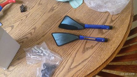 Motorcycle Side Mirrors Pair Blue