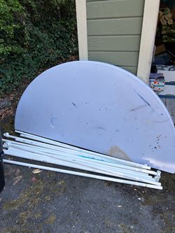 6 foot round table and PVC pipe cage kit