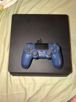 PlayStation 4 Slim Console with Blue DualShock Controller