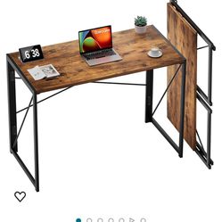 Folding Desk No Assembly Required, 39.4 inch Small Foldable Desk Writing Computer Table Space Saving Simple Home Office Desk,