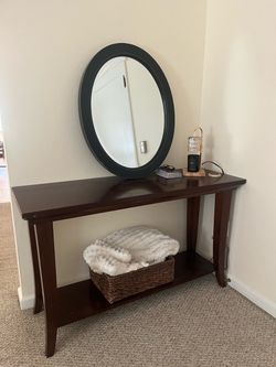 Dark Wood Console Table with Lower Shelf