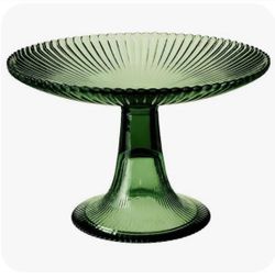Green Glass Pedestal Cake Plate Platter IKEA Vinterfint