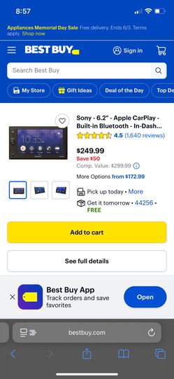 Sony XAV-AX1000 6.2 Inch Apple Carplay Media Receiver with Bluetooth