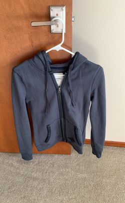 Aeropostale fleece hooded jacket with faux leather trim