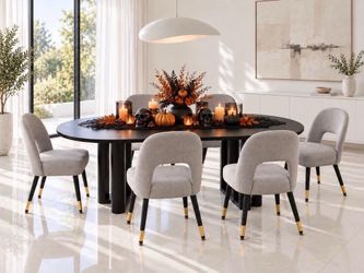 🔥 beautiful dinning set oval TABLE and 6 chairs all brand new in box N-19