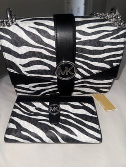 Brand New Michael Kors Zebra Print Purse & Wallet Set