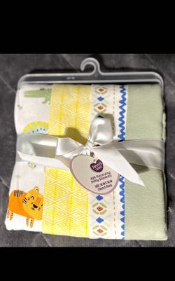 Parent's Choice 4pk Cotton Flannel Receiving Baby Blankets Jungle Print