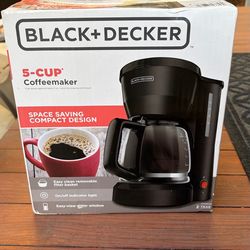 NEW BLACK+DECKER 5-Cup Coffeemaker Space-Saving Design