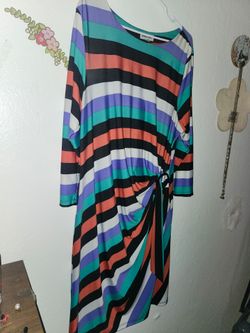 Shelby & Palmer Multicolor Striped Long Sleeve Midi Dress 3X