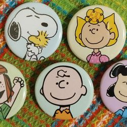 Snoopy Peanuts Pin Back Buttons