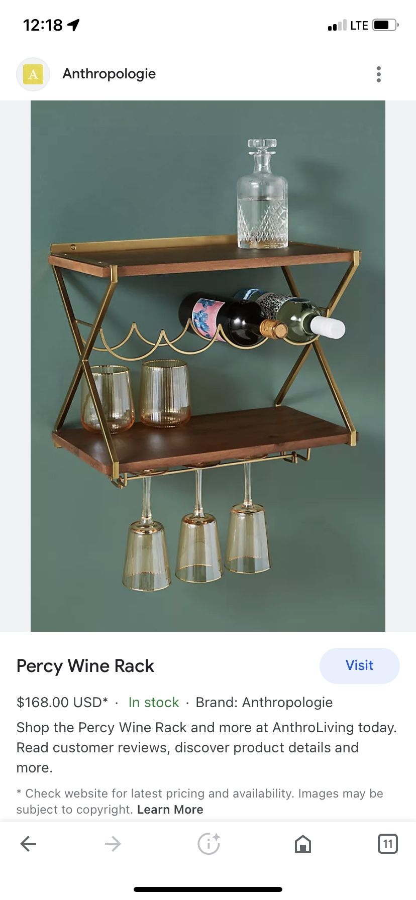 Anthropologie wine rack sale
