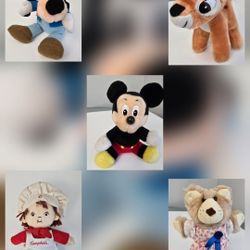 5 vintage plush Mickey Goofy Bambi