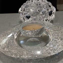 Orrefors Sweden Discus Spaceship Shape And Raspberry Bubbles Crystal Votive Tea Light Candle Holders Kosta Boda