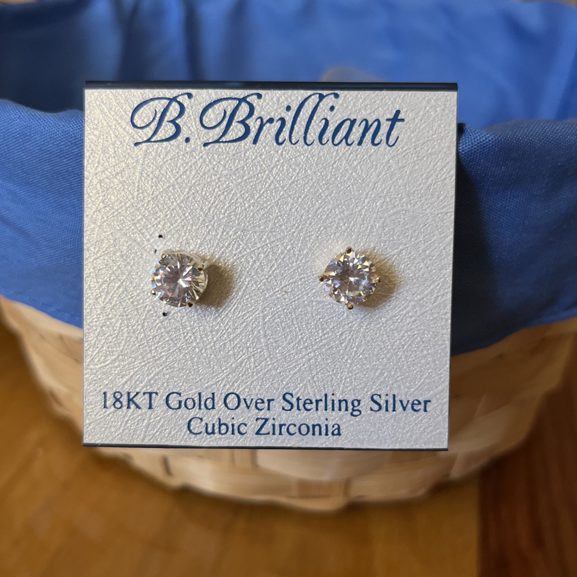 B Brilliant 18KT Gold Over Sterling Silver Earrings