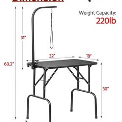 😀 Yaheetech 32-inch Foldable Pet Dog Grooming Table with Adjustable Height Arm Drying Table for Home w/Noose 