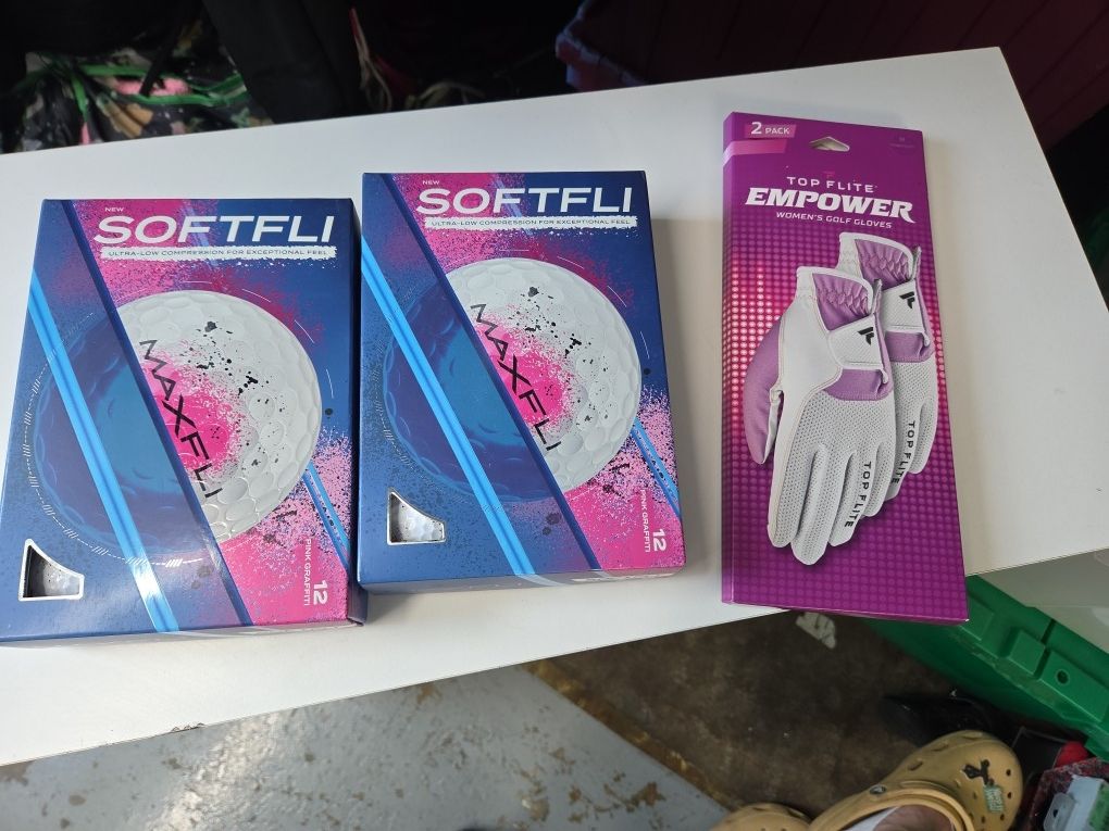 Softfli Pink Graffiti Golf Balls 2 Packs And Empower Golf Gloves $25 for Everything