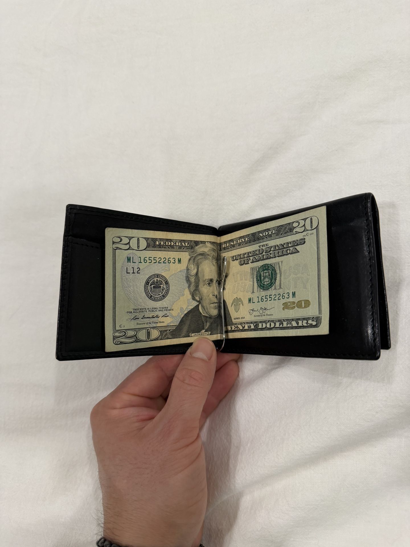 Bosca Old Leather Money Clip Wallet With Pocket