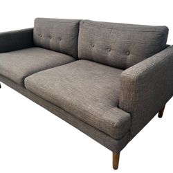 Delivery Available! Retro Mid Century Modern Style Grey Sofa Couch! Great condition! 72x34x30in Seat Height 17in