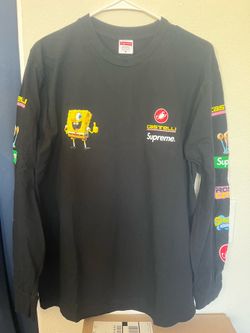 Supreme SpongeBob Castelli Racing L/S Tee Long Sleeve T Shirt Medium M Black