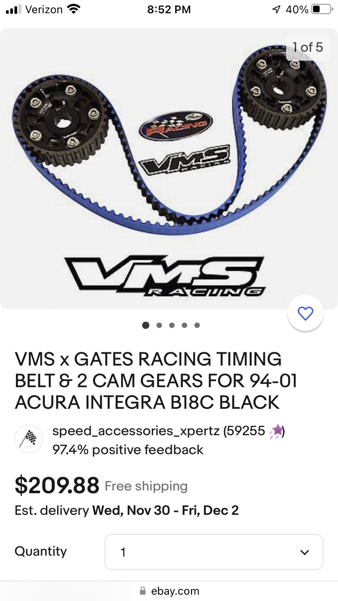 Honda Acura VMS Cam Gears Gates Timing Belt