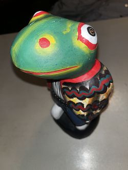Funky Frog Wooden Sculpture