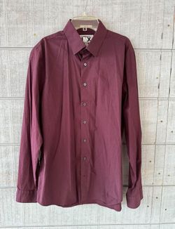 Men’s EXPRESS Burgundy Long Sleeve Fitted Dress Shirt Size Medium