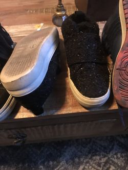 Girls black slip on size 6