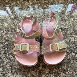 First Steps Girls Sandals Size 6 Glittery And Pink
