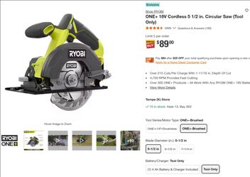 Brand New Ryobi ONE+ 18V Cordless 5 1/2 in. Circular Saw (Tool Only)