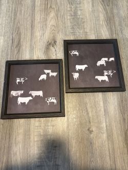 Set of 2 cow decor wall art 